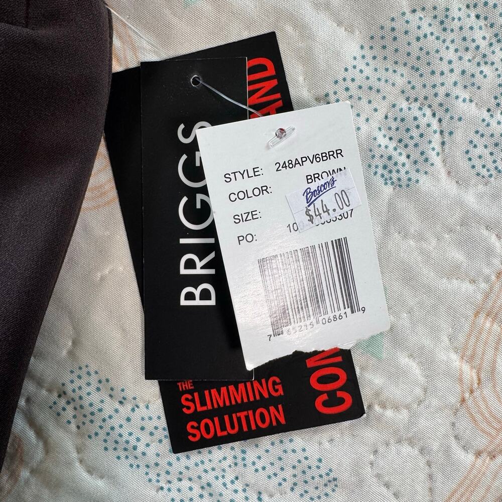 Briggs Womens Dress Pants 8S Brown Slimming Pull On Straight Leg - Picture 4 of 9
